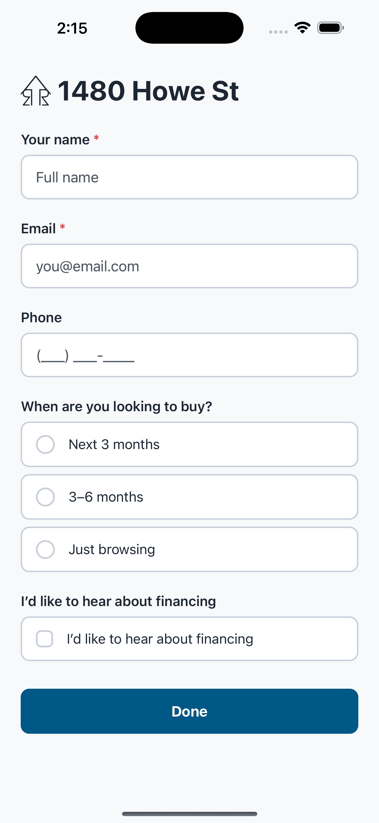 Relta Agent sign-in form builder on iPhone